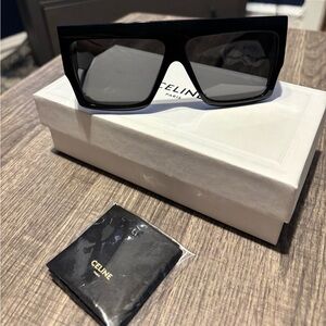 Celine Glossy Black Rectangular Sunglasses